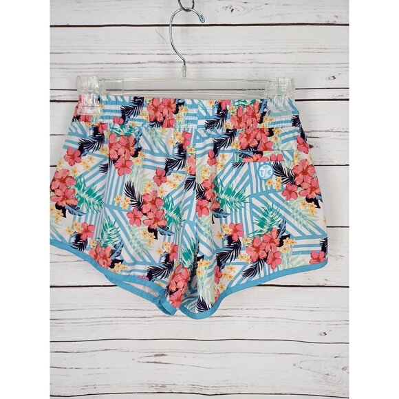 Tipsy Elves Womens Hawaiian Floral Print Drawstring Shorts Size XS Polyester - Picture 2 of 8